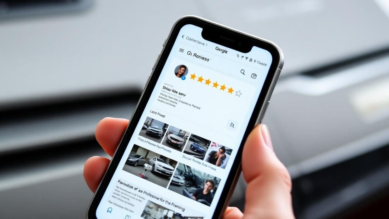 Perfil do Google Meu Negócio com 5 estrelas no smartphone